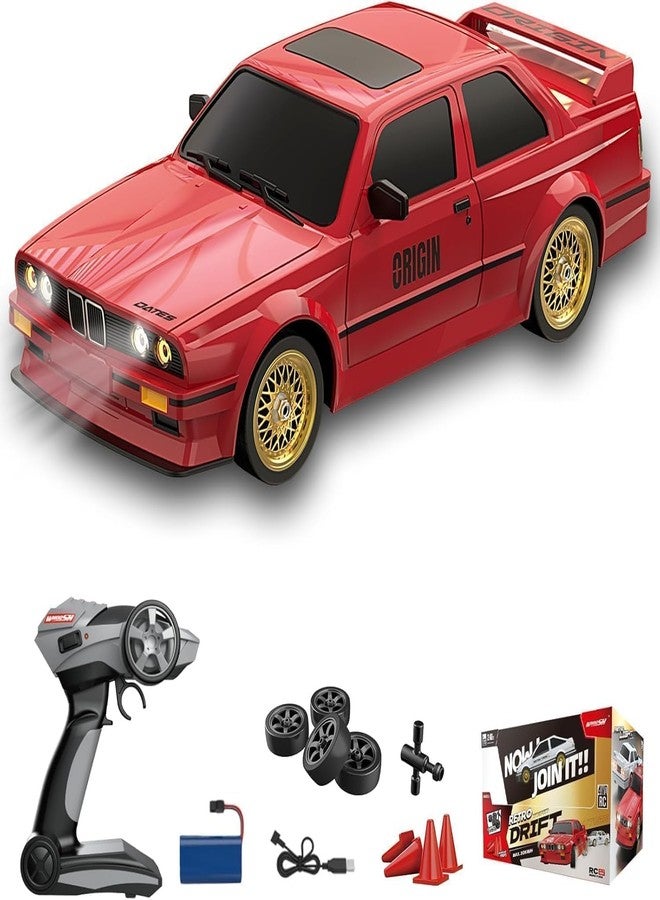 RABJET Remote Controlled Car 1/16 Scale RC Drift Car 2.4GHz 4WD High Speed 30+km/h Classic Vehicle with LED Lights Drifting Tires Racing Vehicle Toys for Adults Boys, Batteries Gifts - Image 1